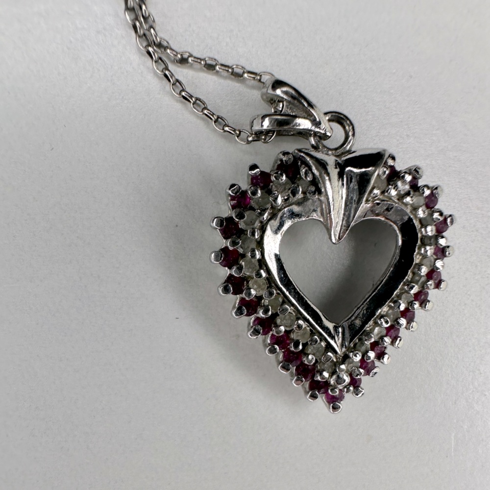 Ruby And Diamond Silver Necklace. - image 3